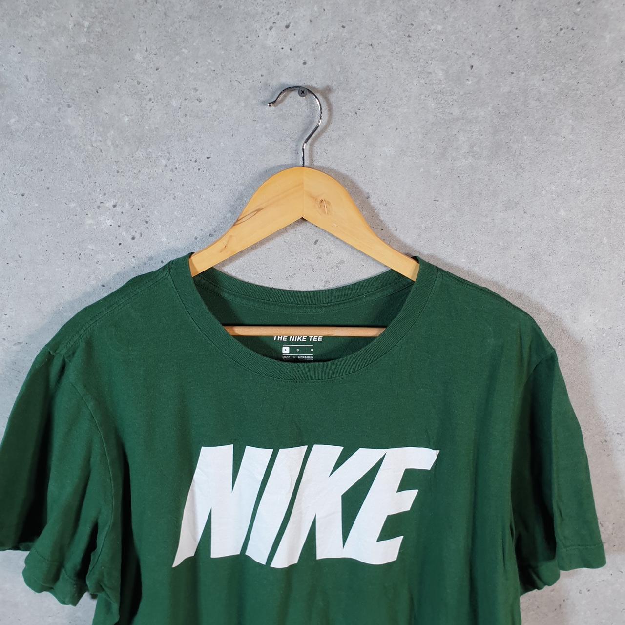 Vintage Nike T Shirt Men’s Large Green Printed Single Swoosh Logo Athletic C8249