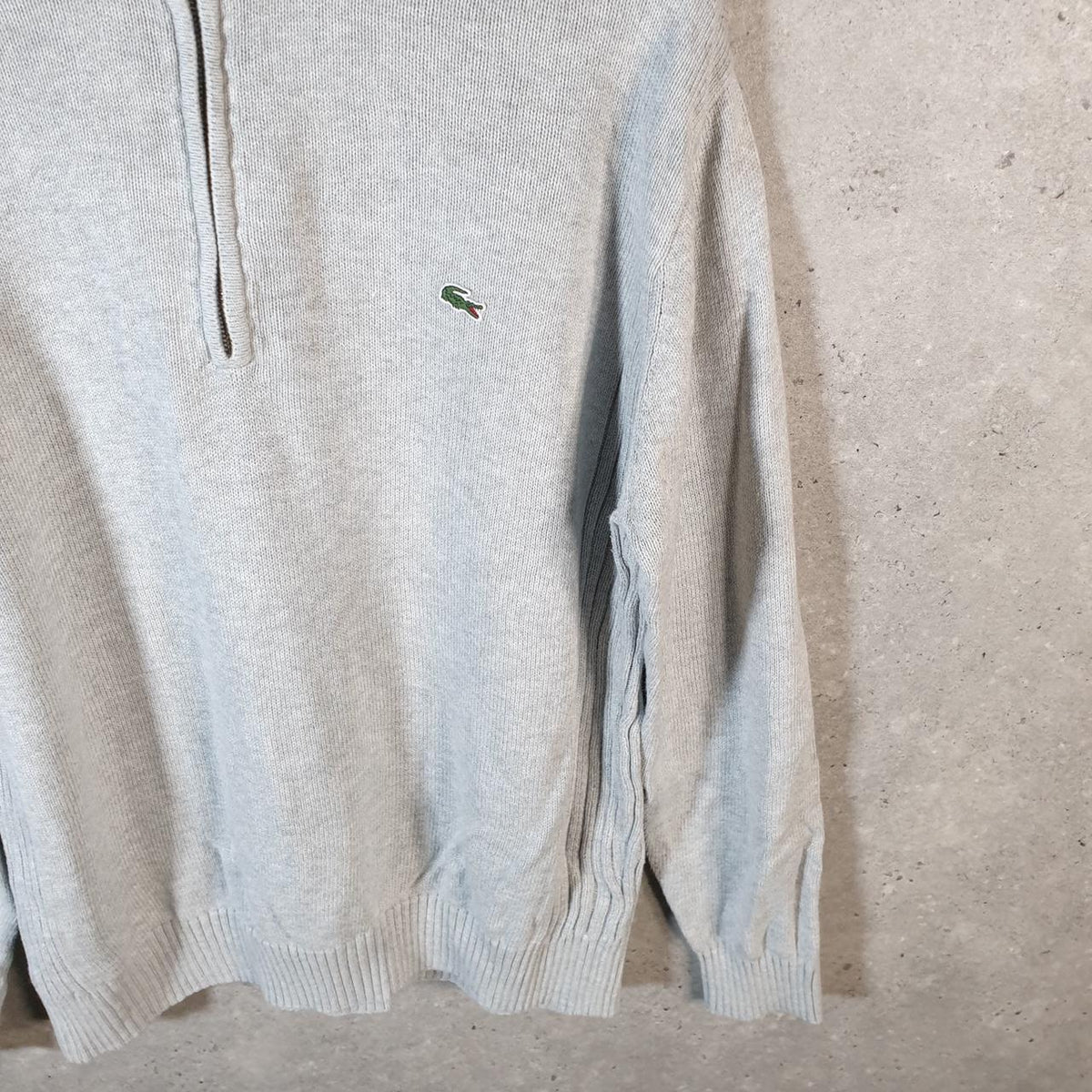 Vintage Lacoste Sweatshirt Men’s Large Grey 1/4 Zip Pullover Logo Y2K Jumper Logo Casual