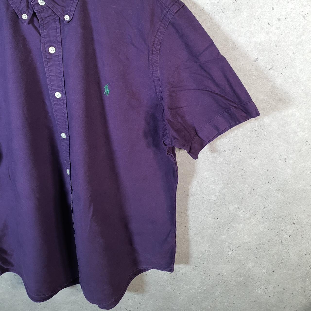 Vintage Ralph Lauren Button Down Shirt Men’s L Purple Classic Fit Short Sleeve Pony Cotton