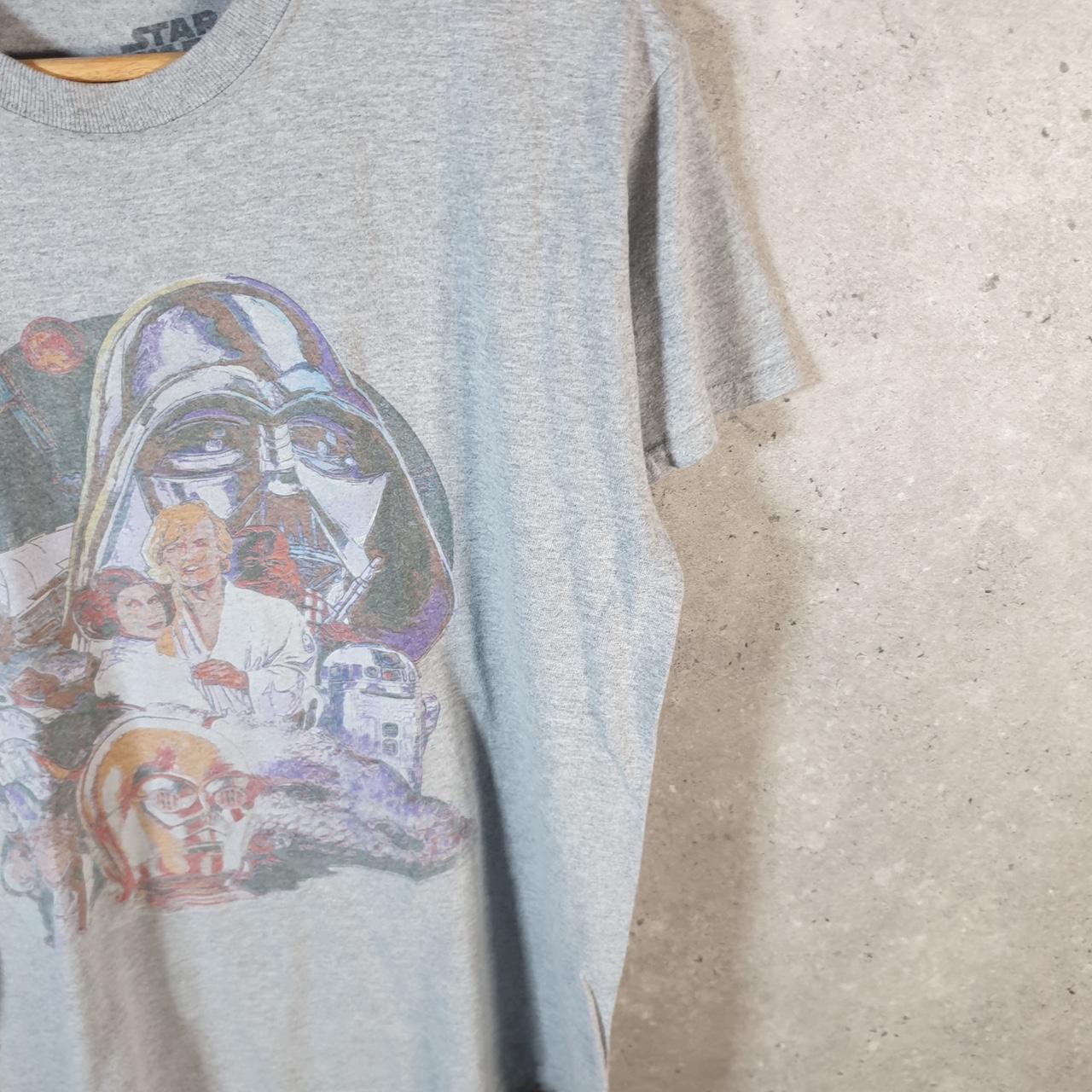 Vintage Star Wars Darth Vader T Shirt Men’s Medium Grey Logo Graphic Spellout