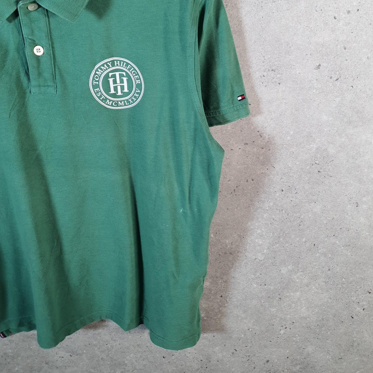 Vintage Tommy Hilfiger Polo Shirt Womens Medium Green Classic Fit Embroidered Logo