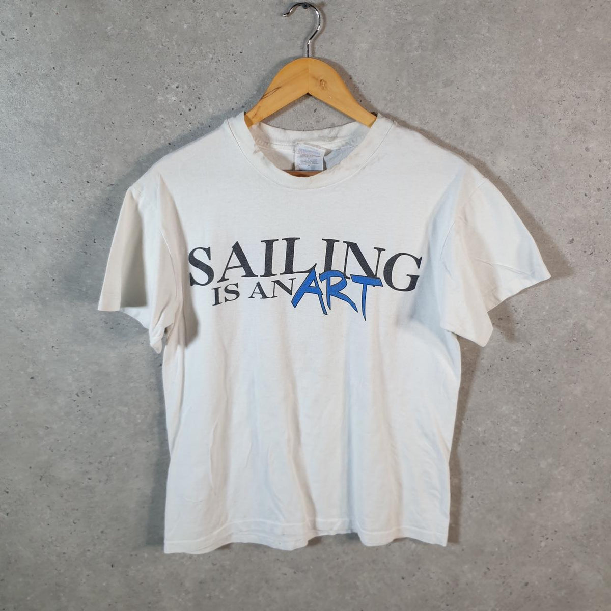 Vintage Hanes Art Of Sailing 90s USA Single Stitch T Shirt Men’s Medium White C8132