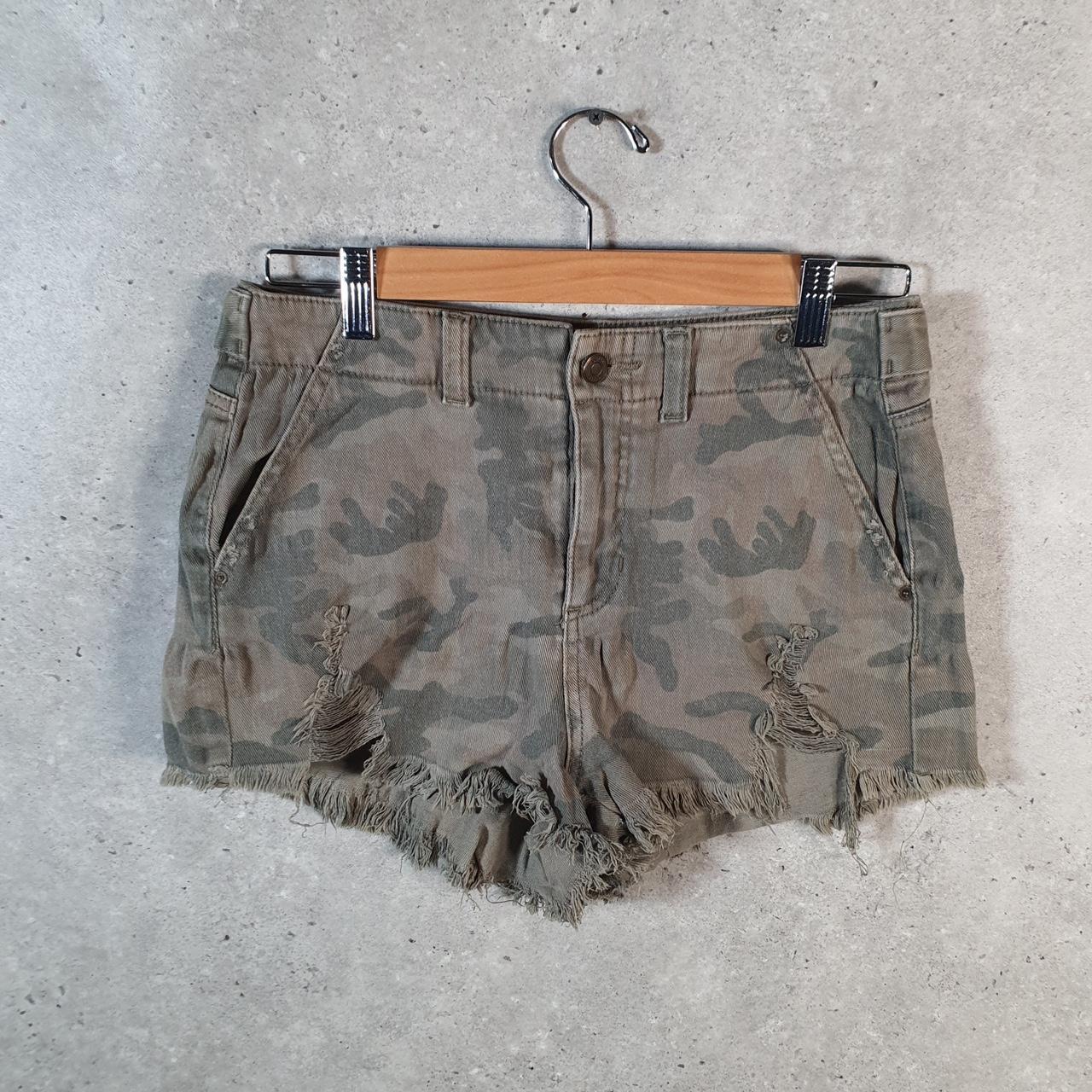 Vintage Guess Camouflage Shorts Jorts Cargo Womens W29 Brown Relaxed Denim