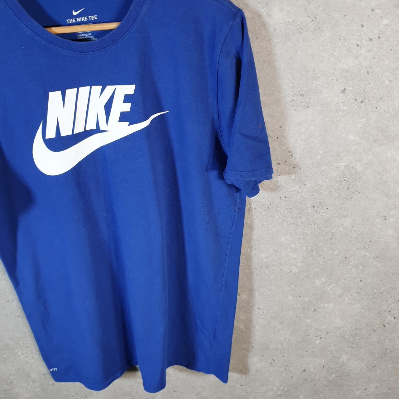 Vintage Nike Spellout Club Dri Fit T Shirt Men’s Large Blue Logo Swoosh Athletic
