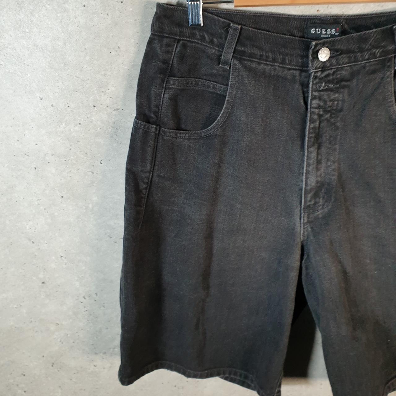 Vintage Guess Denim Shorts Jorts Cargo Men’s W34 Black Baggy Cotton