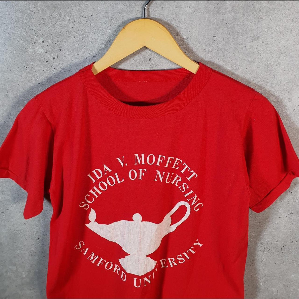 Vintage Samford Uni Nursing 90s USA Single Stitch T Shirt Men’s Small Red C9512