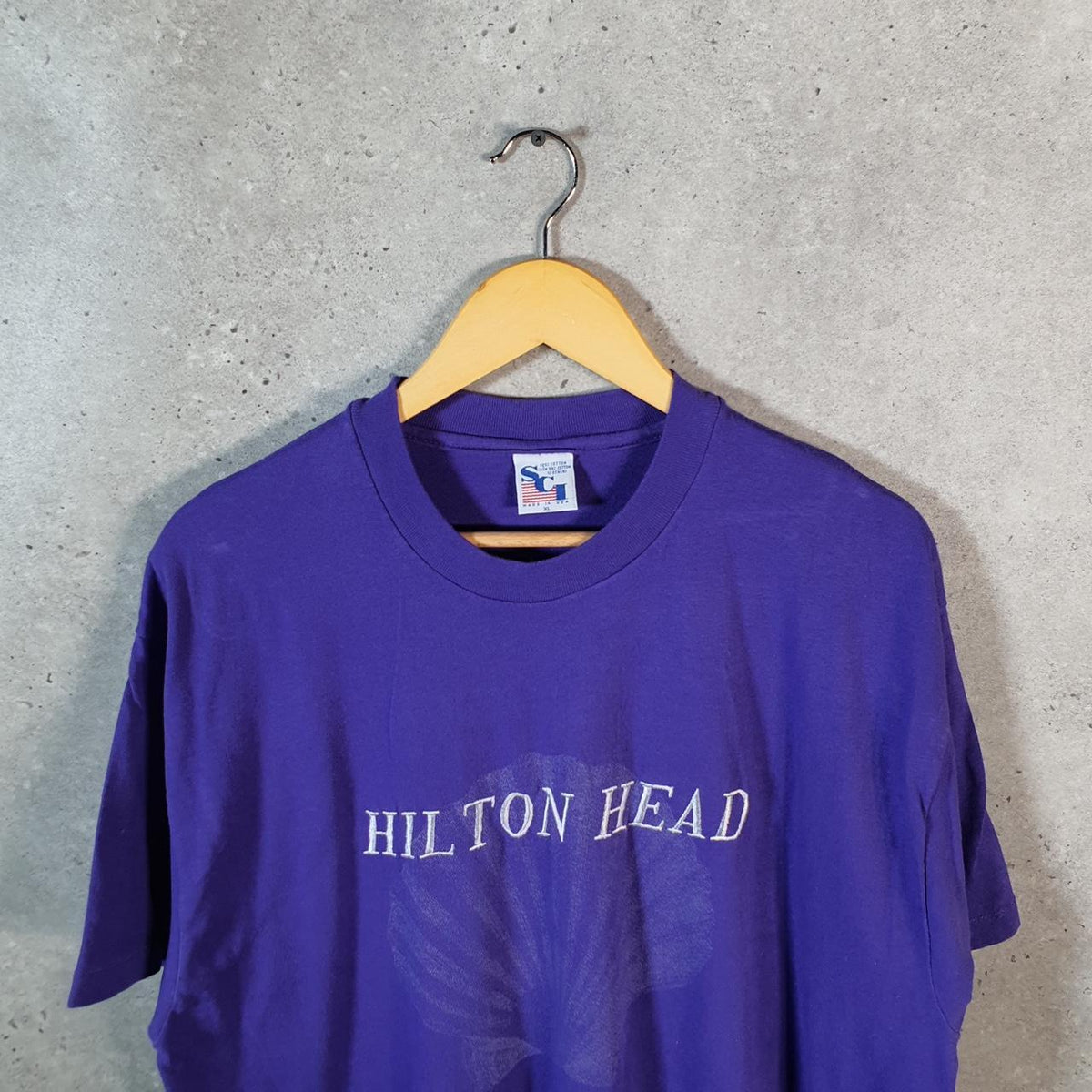 Vintage SCI Hilton Head Embroidered 90s USA Single Stitch T Shirt Men’s XL Purple