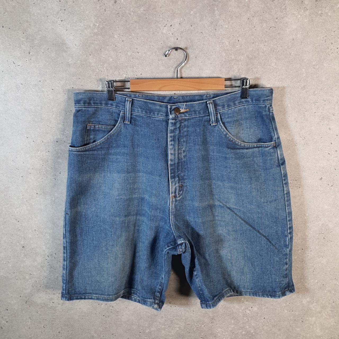 Vintage Wrangler Denim Shorts Jorts Cargo Men’s W38 Relaxed Blue Baggy Cotton
