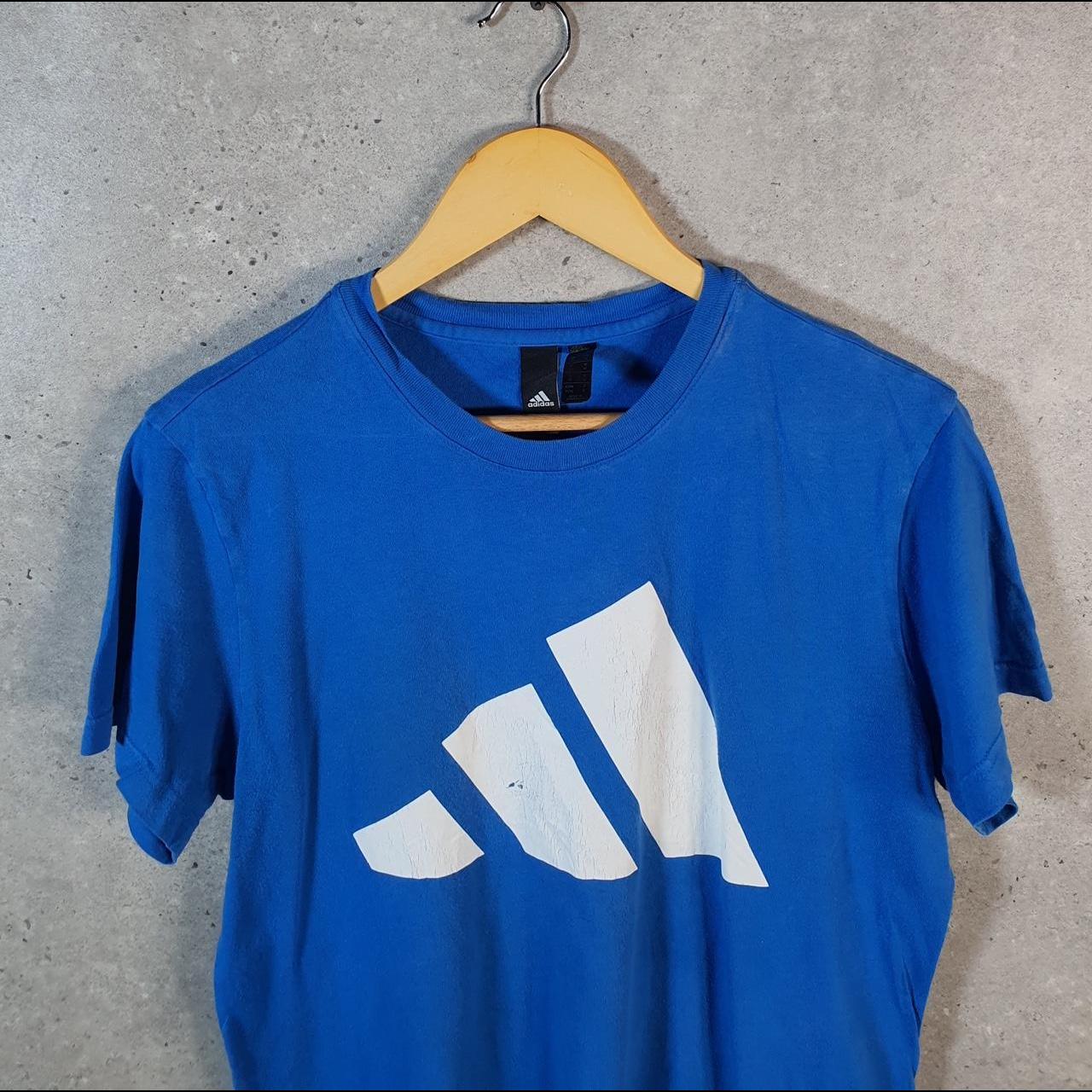 Vintage Adidas T Shirt Shirt Men’s Medium Blue Three Stripes Logo Athletic C9807