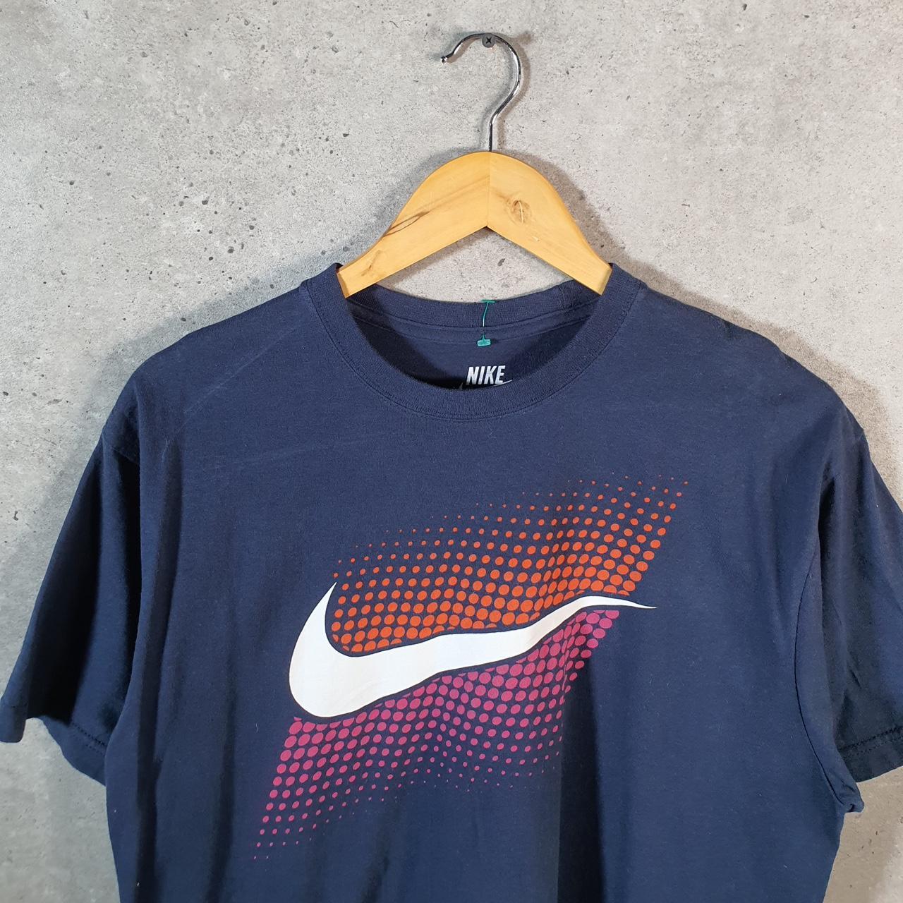 Vintage Nike T Shirt Men’s Small Navy Blue Printed Single Swoosh Logo Athletic Big Fish Vintage