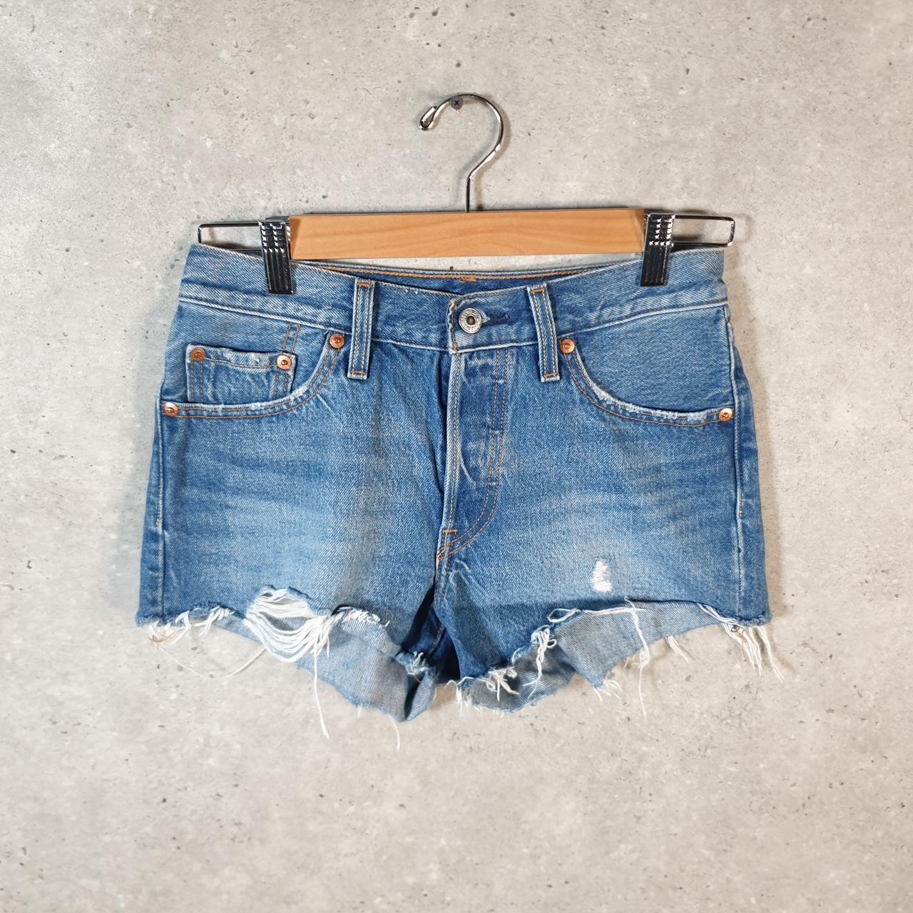 Vintage Levi’s 501 Cut Off Baggy Shorts Jorts Cargo Womens W25 Blue Relaxed Denim