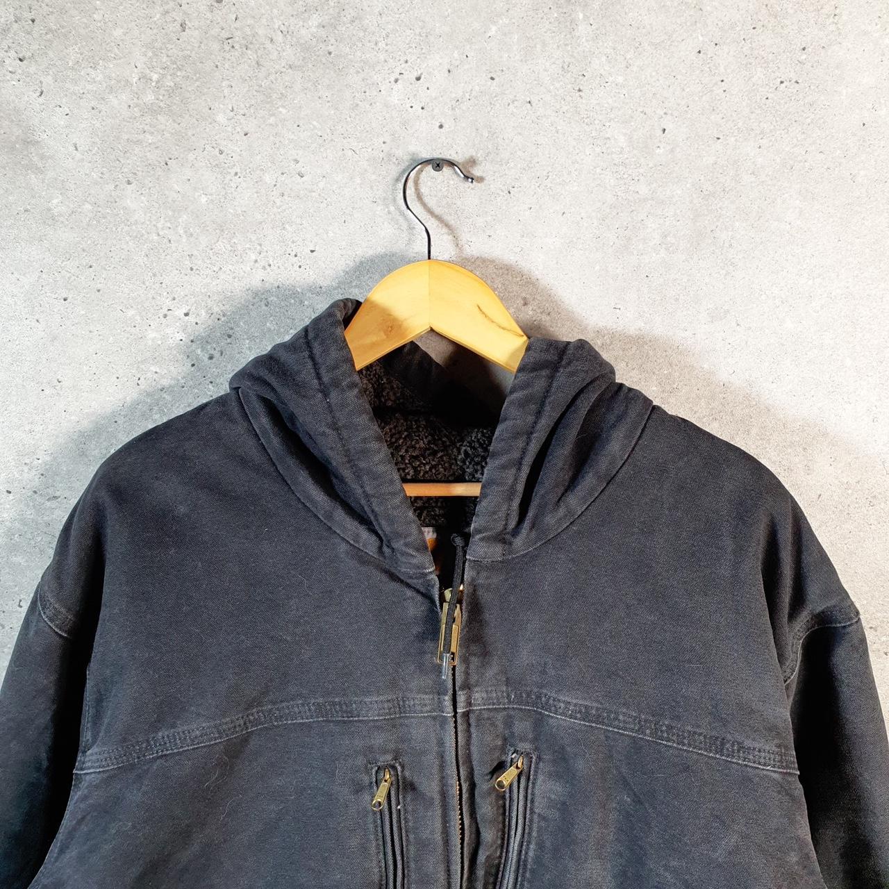 Vintage Carhartt Sandstone Sherpa Lined Work Farm Hooded Jacket Men’s 2XL Black C95 BLK USA Big Fish Vintage