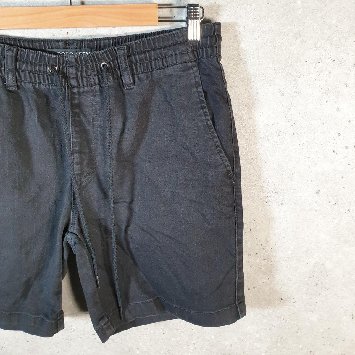 Vintage U.S. Polo Assn. Chino Shorts Jorts Cargo Mens Medium Black Baggy Cotton