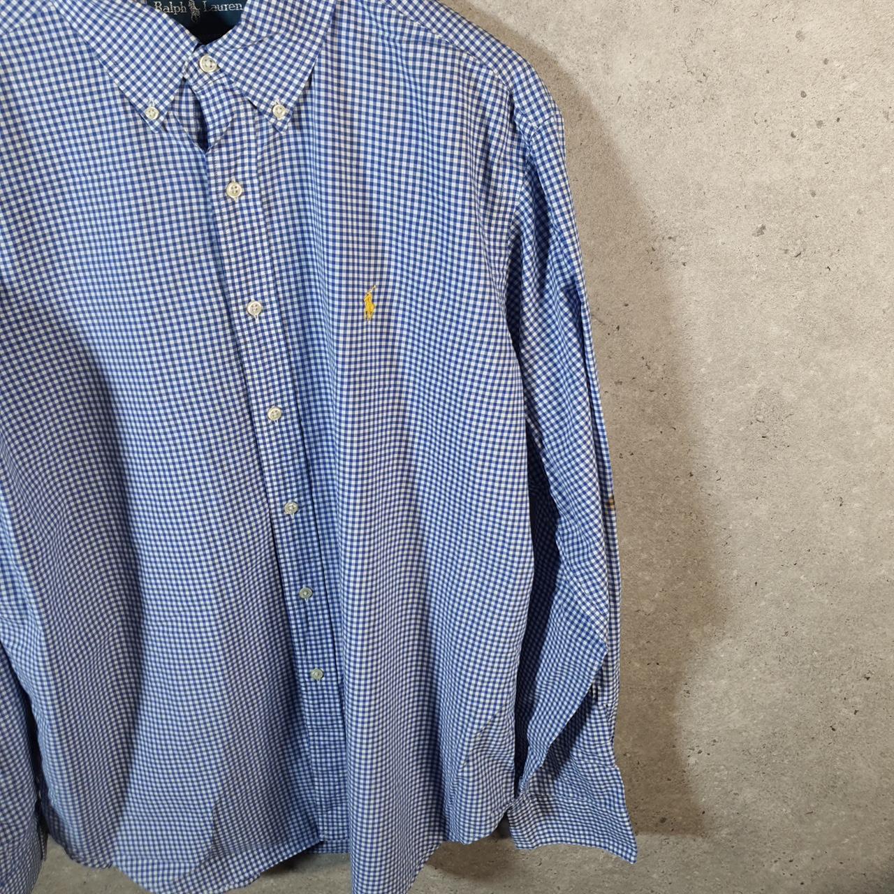 Vintage Ralph Lauren Button Down Shirt Men’s XL Blue Classic fit Checkered Cotton