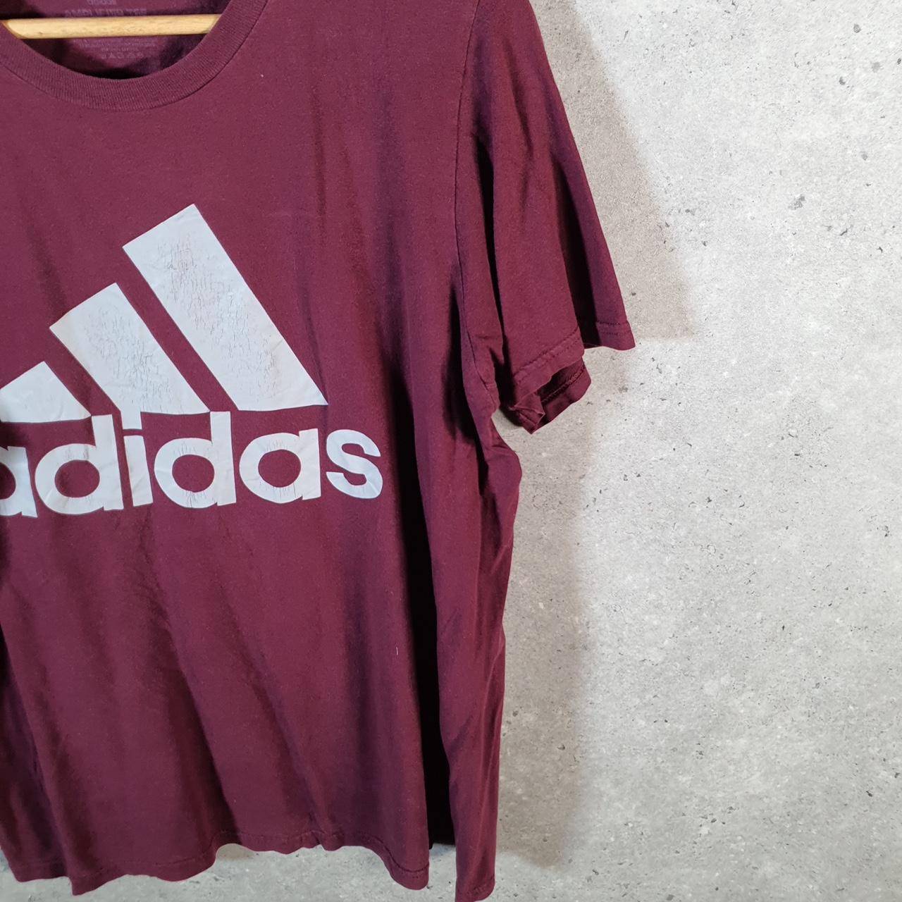 Vintage Adidas Amplifier T Shirt Men’s Medium Burgundy Red Logo