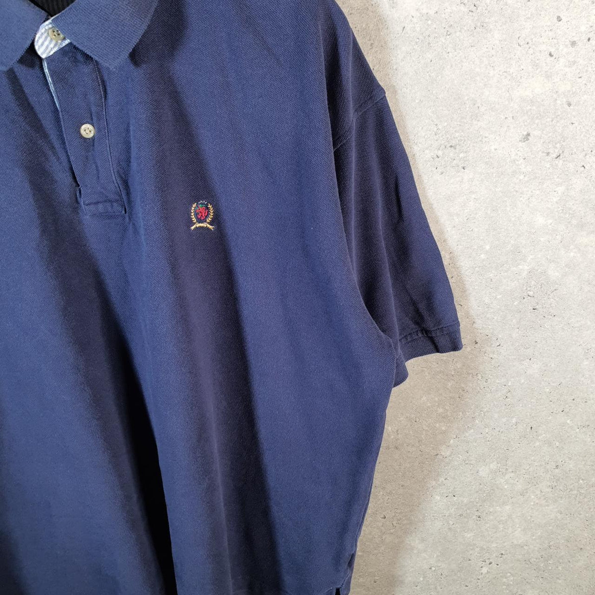 Vintage Tommy Hilfiger Polo Shirt Men’s 2XL Navy Blue Classic Fit Embroidered Logo
