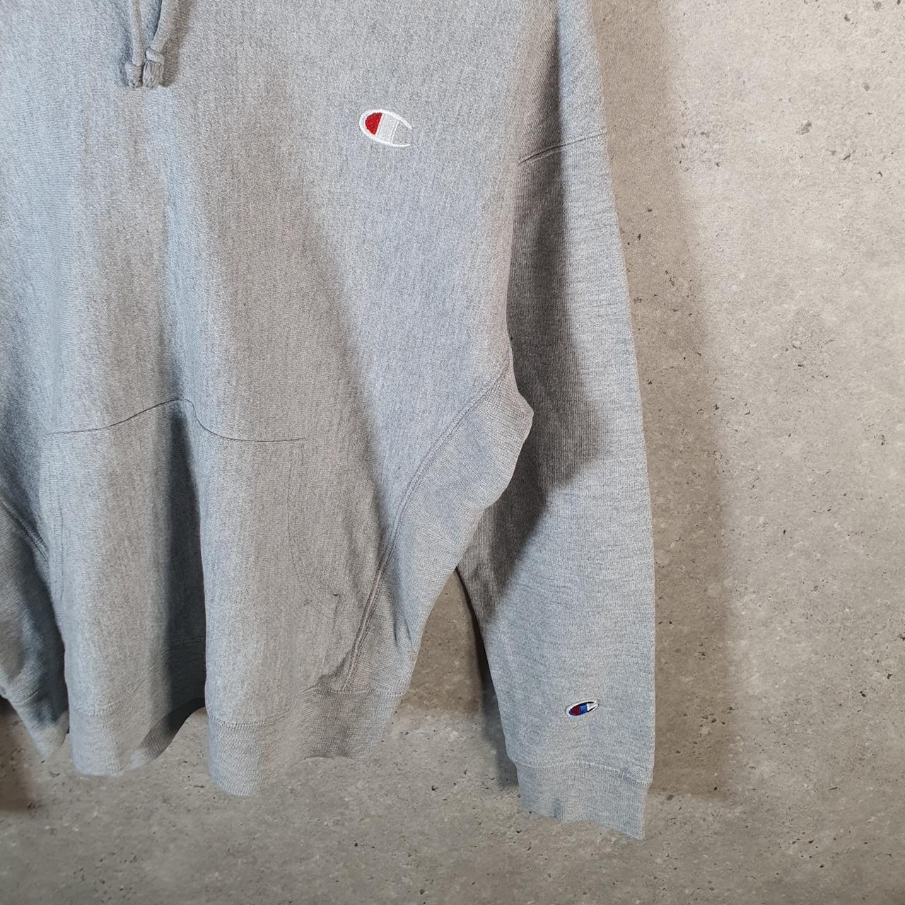 Vintage Champion Reverse Weave Spellout Hoodie Womens Large Grey Pullover Embroidered