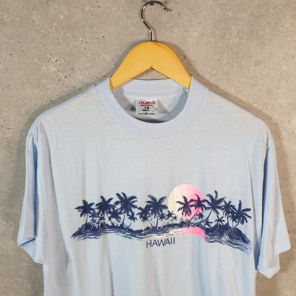 Vintage Sof Tee TeeJays Hawaii Sunset 90s Single Stitch T Shirt Men’s Large Blue C8789