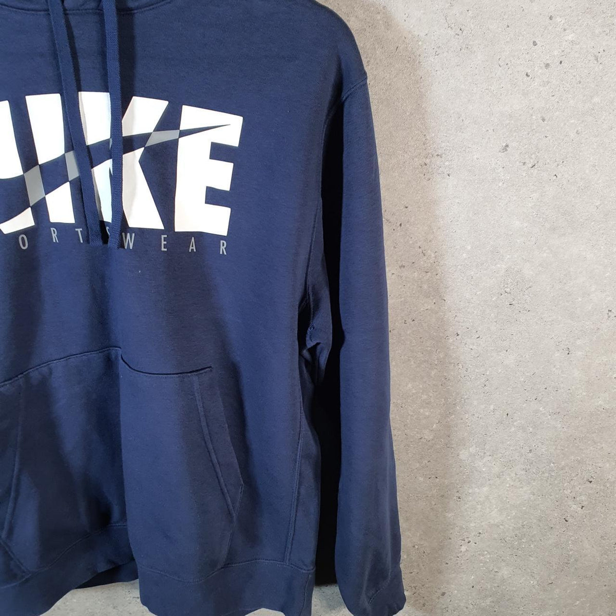 Vintage Nike Club Hoodie Men’s Medium Blue Swoosh Y2K Pullover Sweatshirt Logo