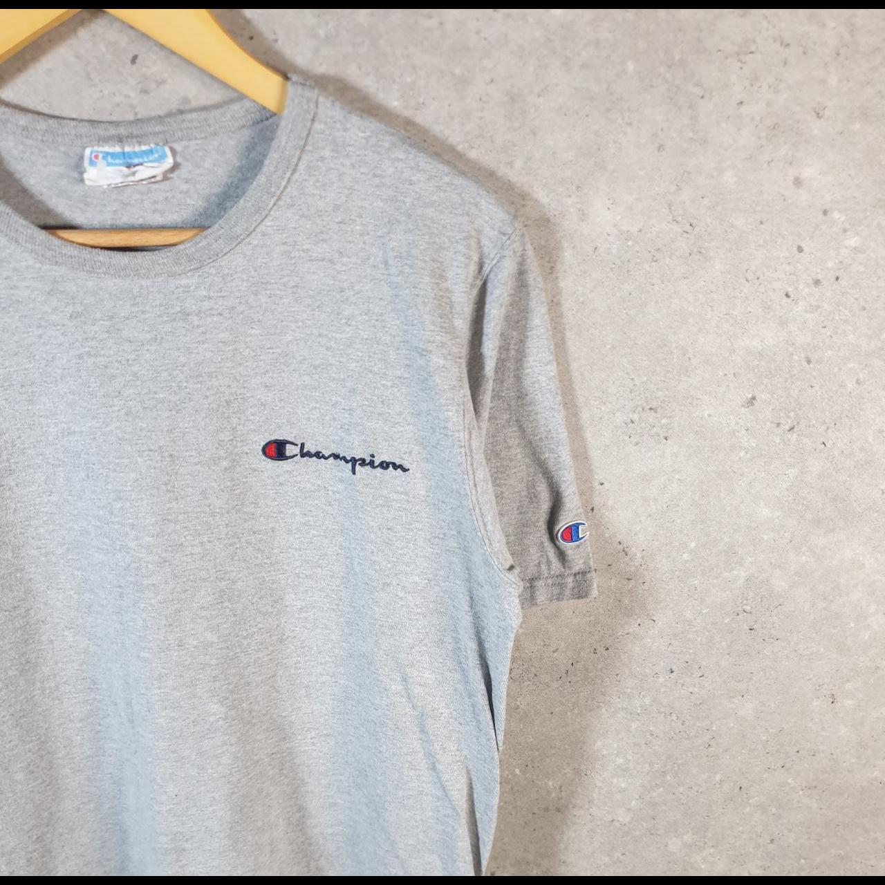 Vintage Champion 90s Spellout T Shirt Men’s Medium Grey USA Athletic