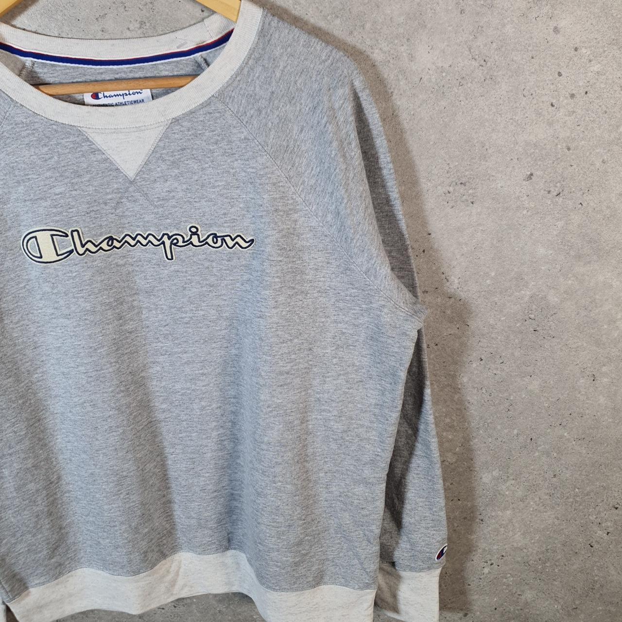 Vintage Champion Sweatshirt Womens Large Grey USA Pullover Spellout Logo
