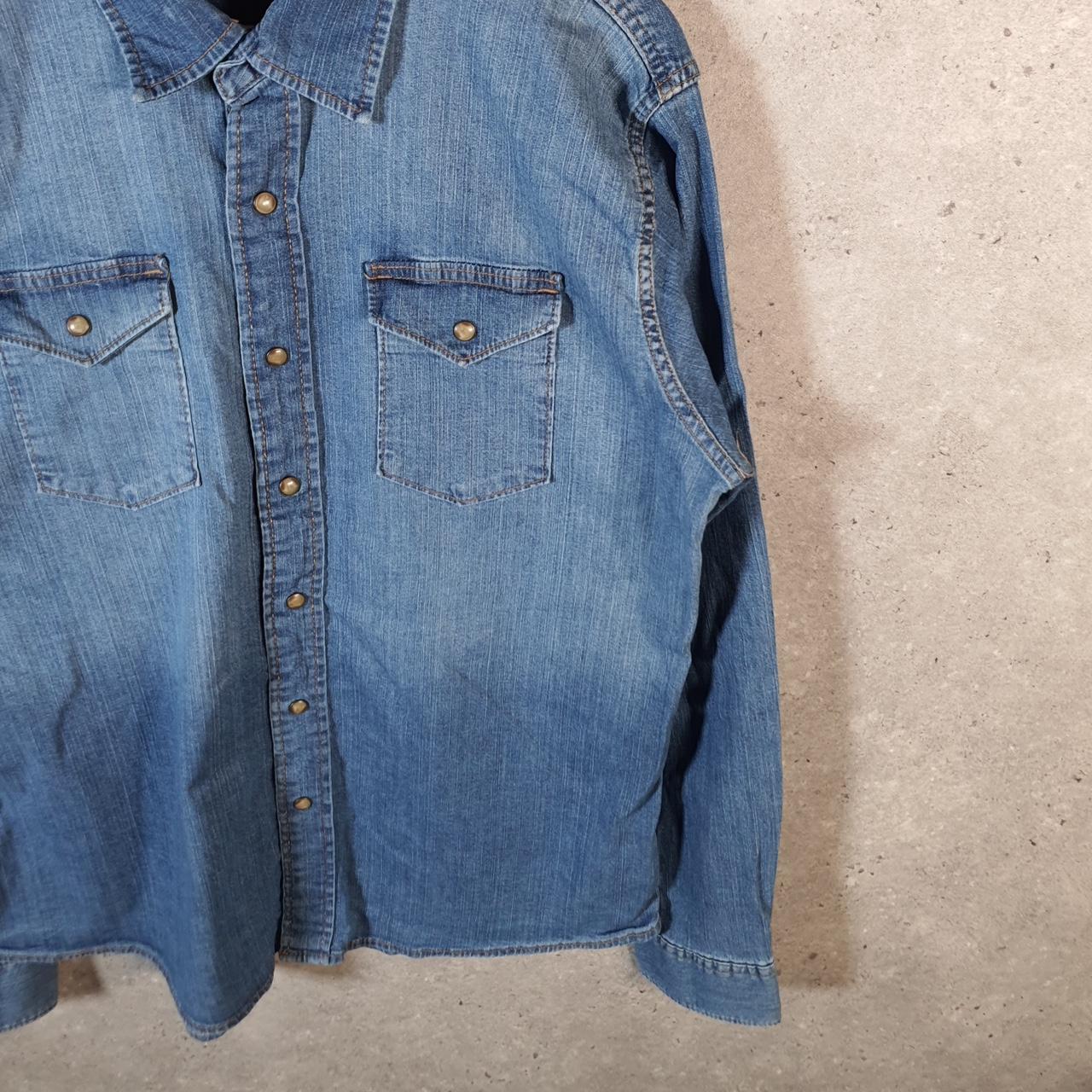 Vintage Wrangler Denim Jean Trucker Shirt Mens Large Blue Button