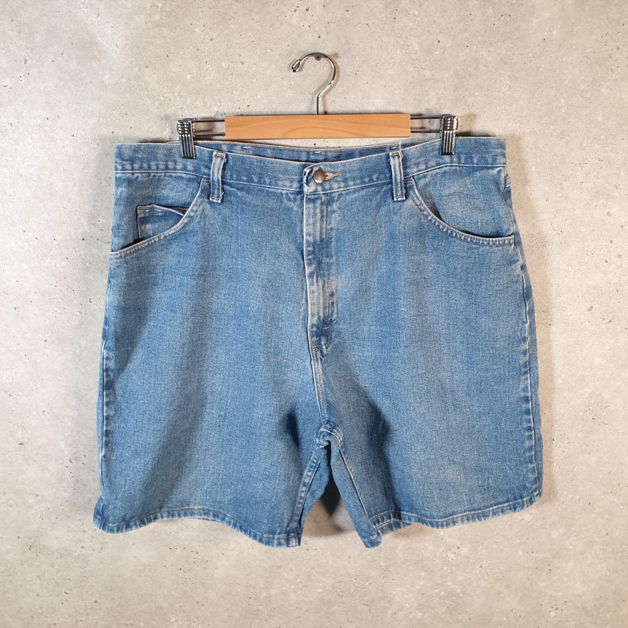Vintage Wrangler Denim Shorts Jorts Cargo Men’s W40 Relaxed Blue Baggy Cotton