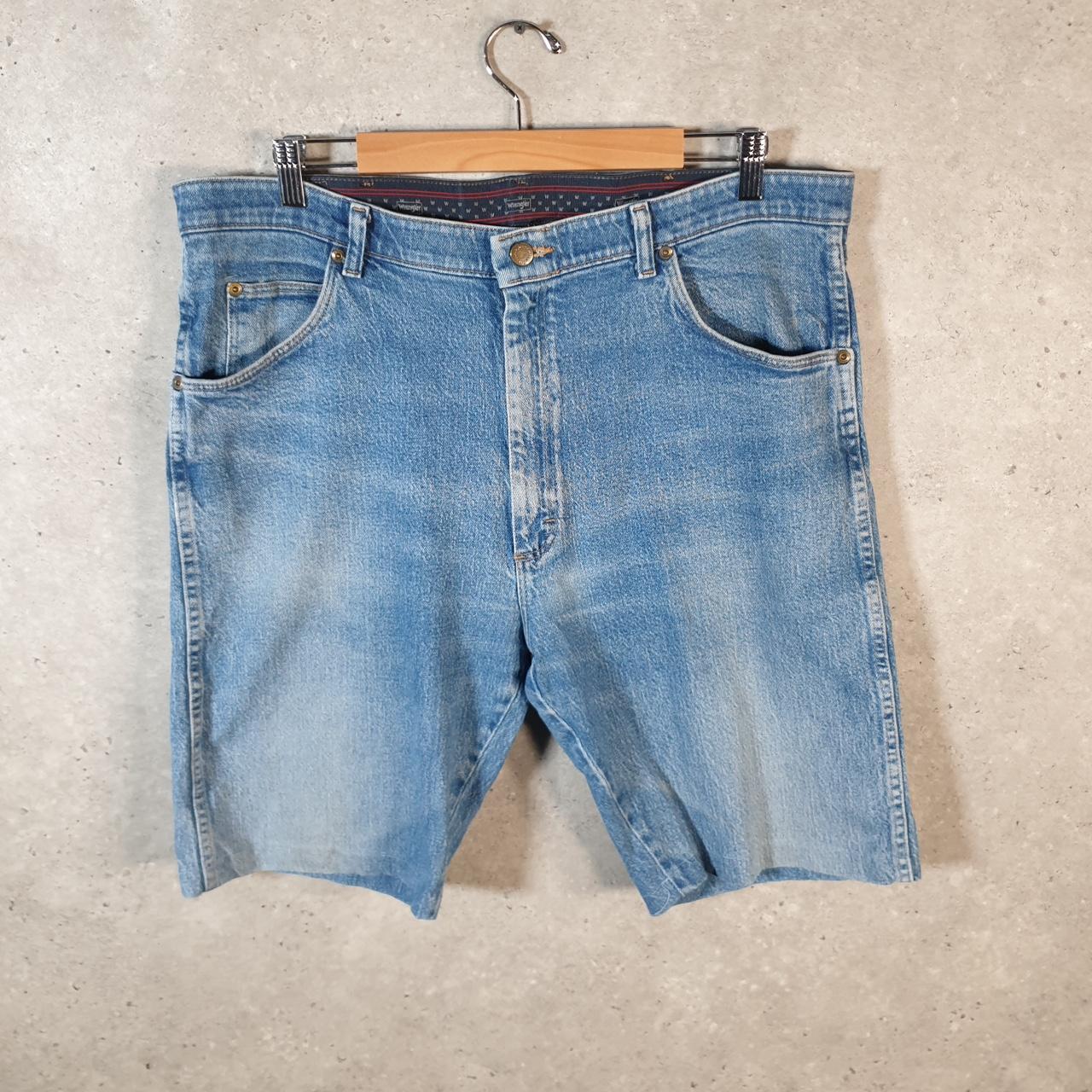 Vintage Wrangler Denim Shorts Jorts Cargo Men’s W38 Relaxed Blue Baggy Cotton