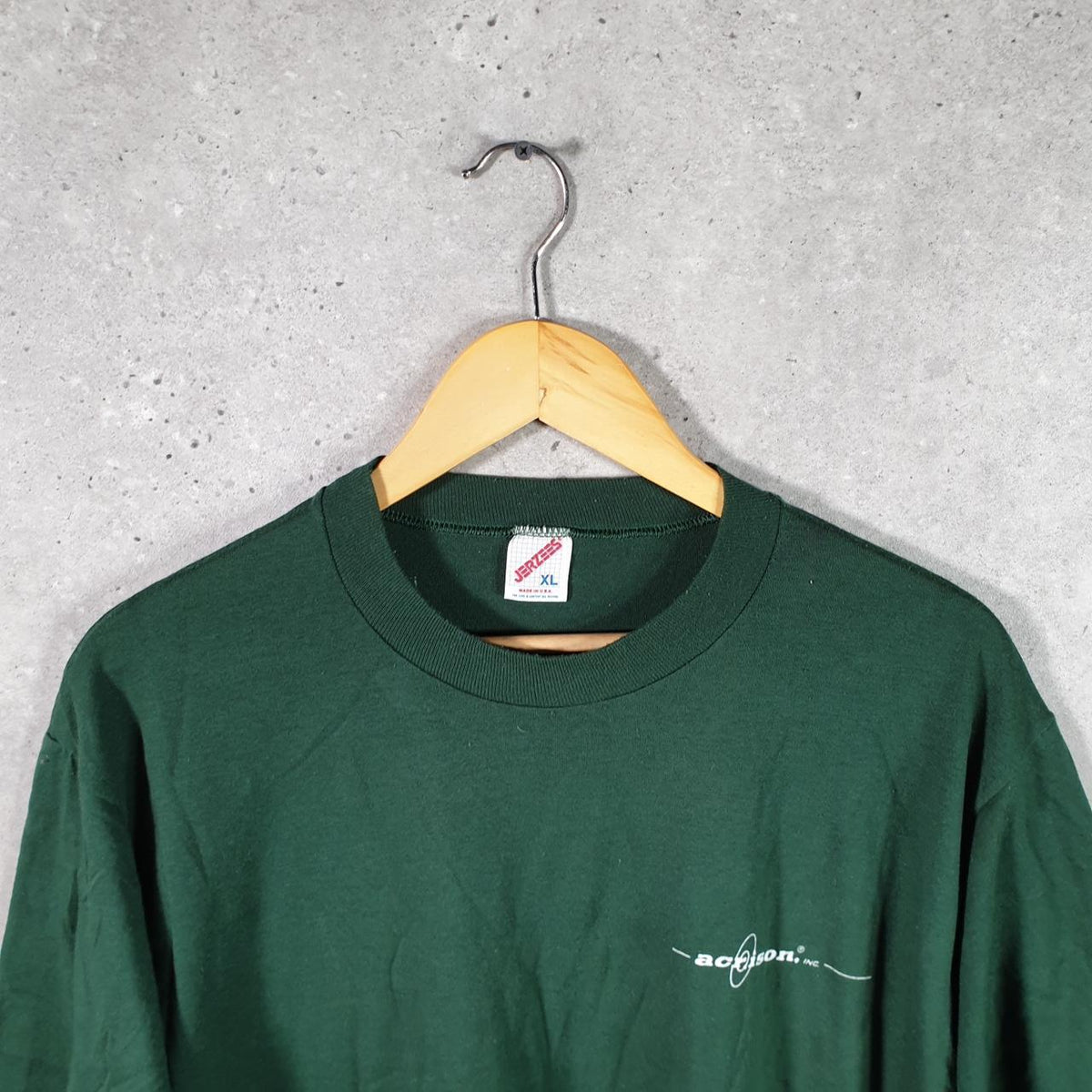 Vintage Jerzees USA Acrison Single Stitch T Shirt Men’s XL Green Big Fish Vintage