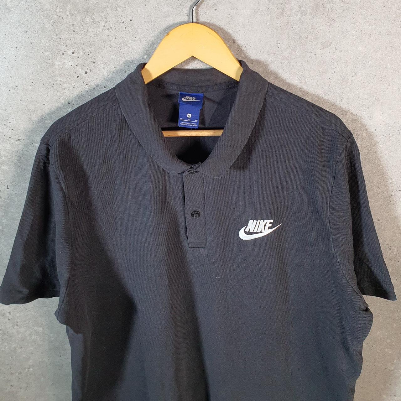 Vintage Nike Polo Shirt Shirt Men’s XL Black Embroidered Logo Athletic C9586
