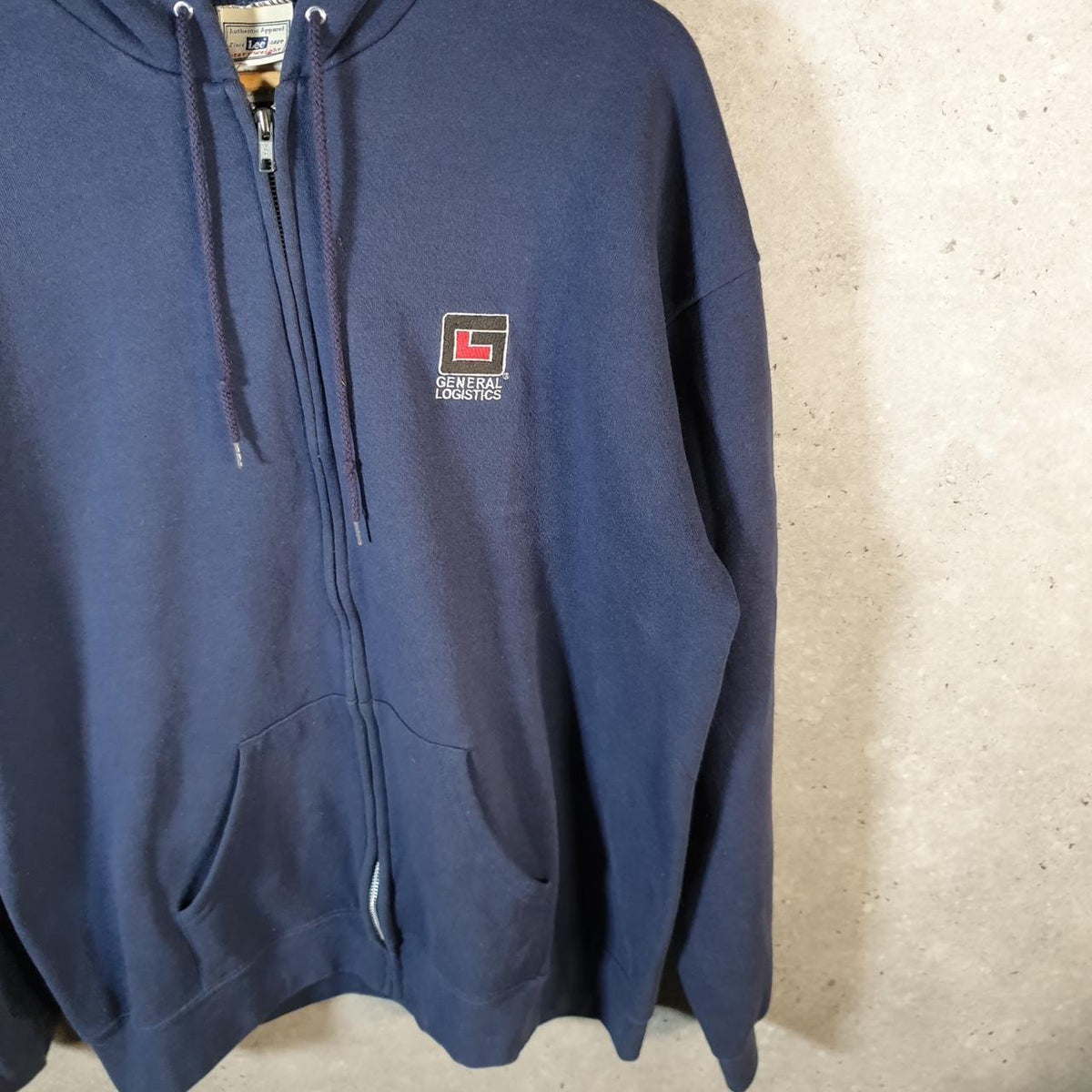 Vintage Lee Heavyweight Hoodie Men’s XL Navy Blue USA General Logistics Full Zip