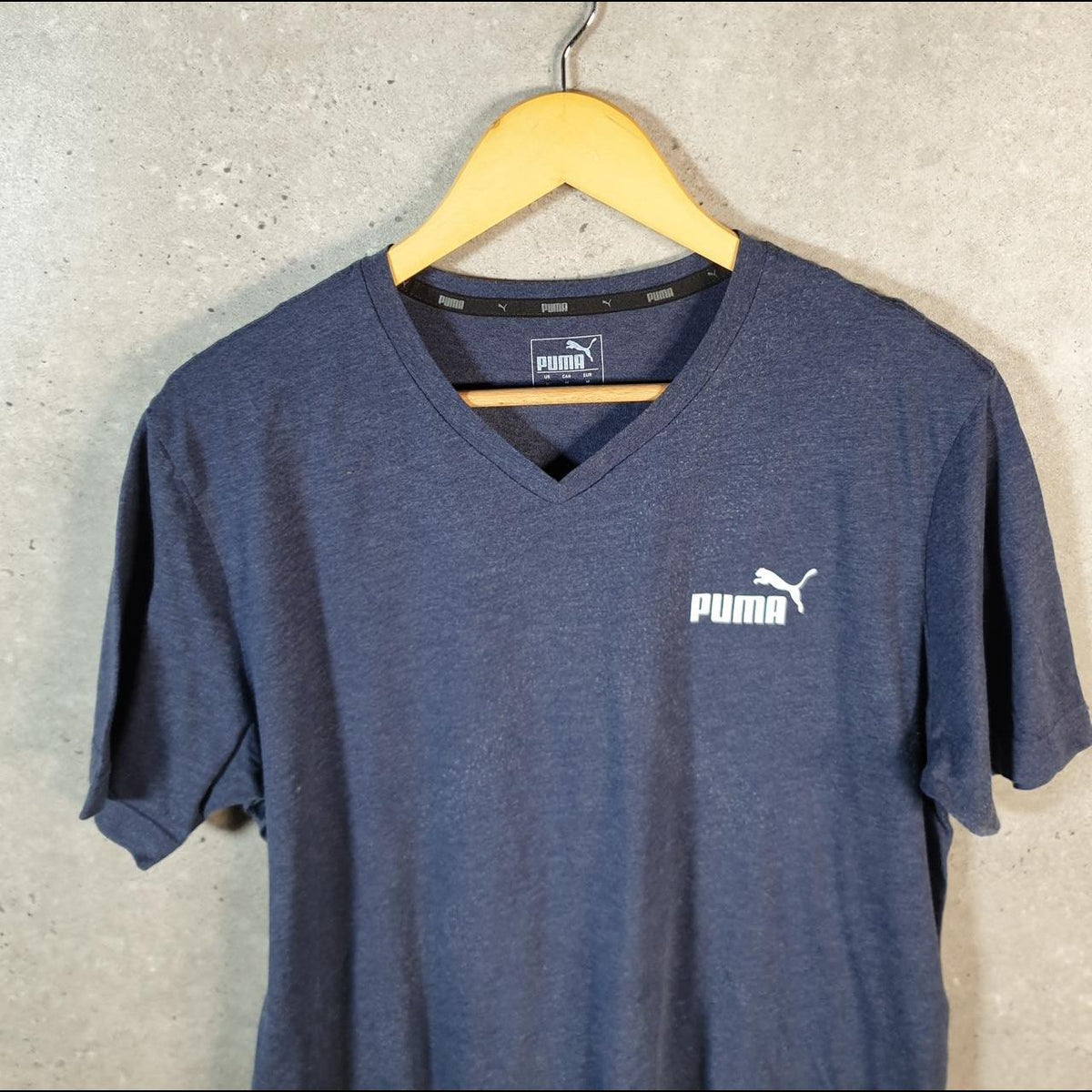 Vintage Puma Spellout T Shirt Men’s Medium Blue Logo Athletic C9875