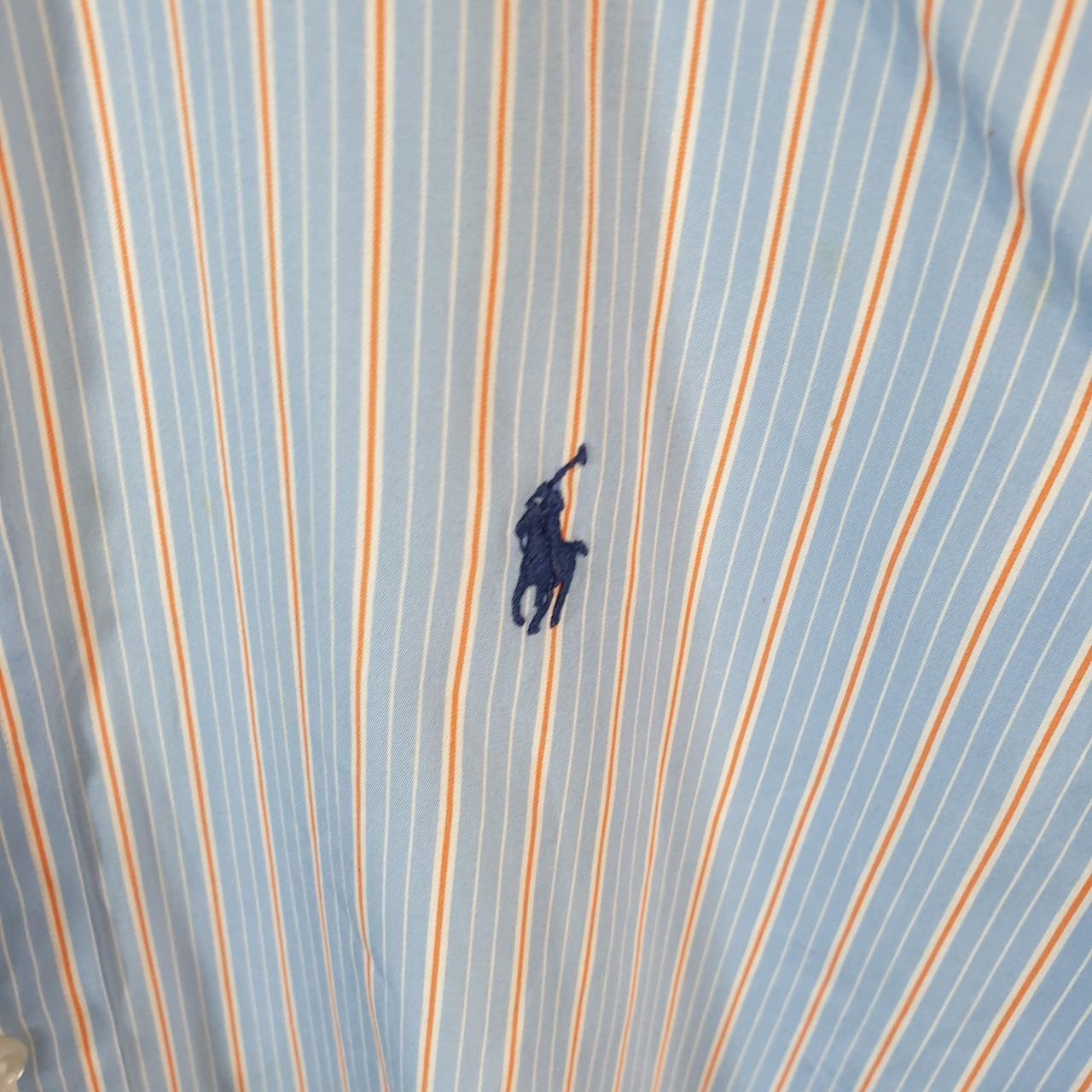 Vintage Ralph Lauren Button Down Shirt Men’s Large Blue Custom Fit Striped Pony