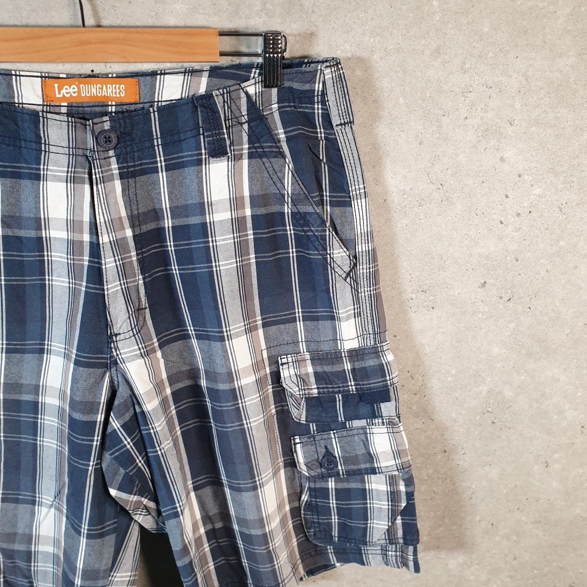 Vintage Lee Dungarees Shorts Jorts Chino Cargo Men’s W34 Checkered Cotton