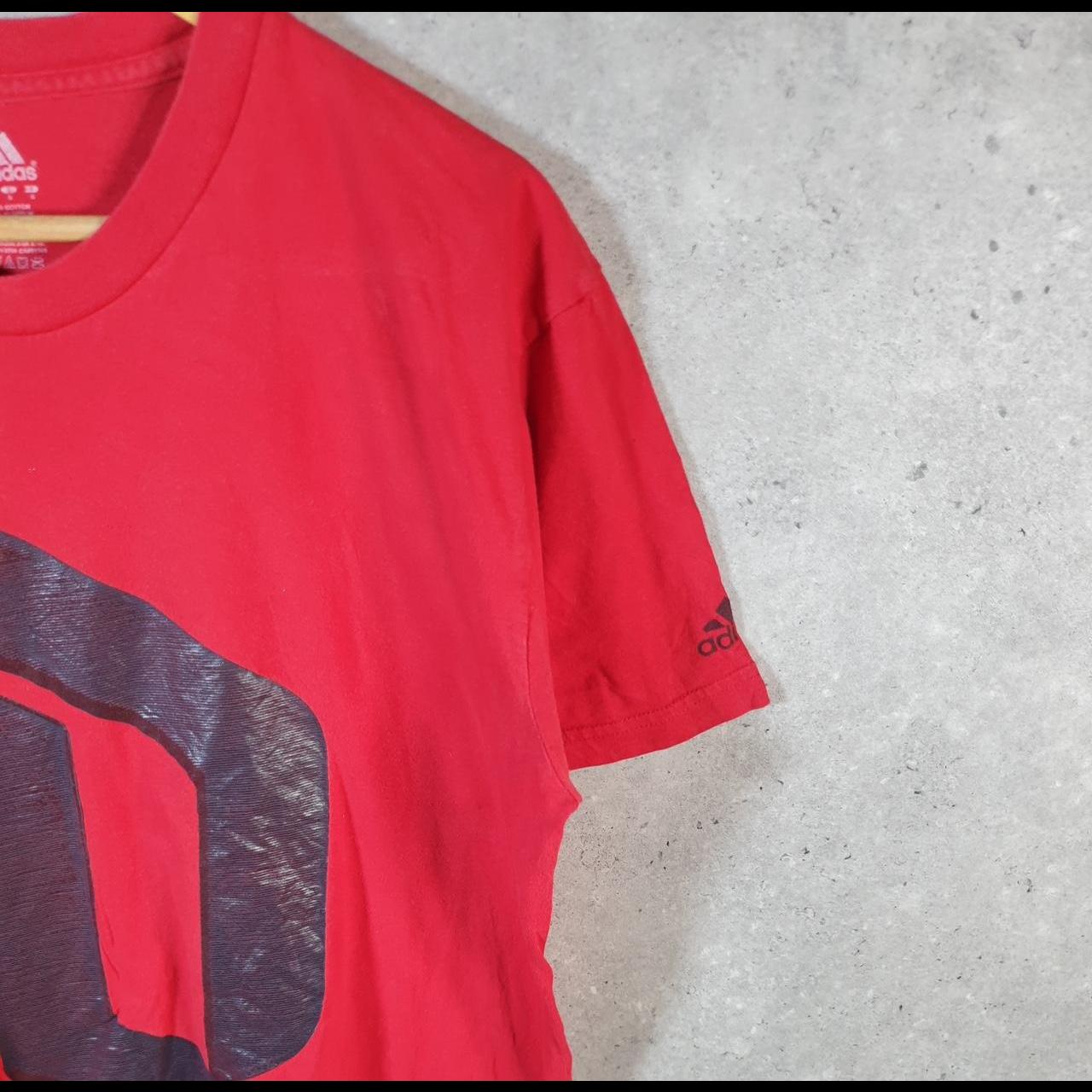 Vintage Adidas Retro Derrick Rose T Shirt Mens Large Red Three Stripes Logo Athletic