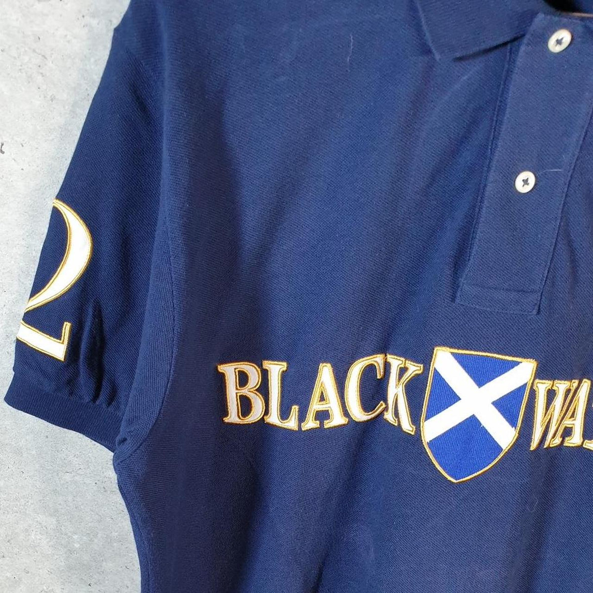 Vintage Ralph Lauren Polo Shirt Black Watch Men’s Large Navy Blue Chief Keef Spellout Pony
