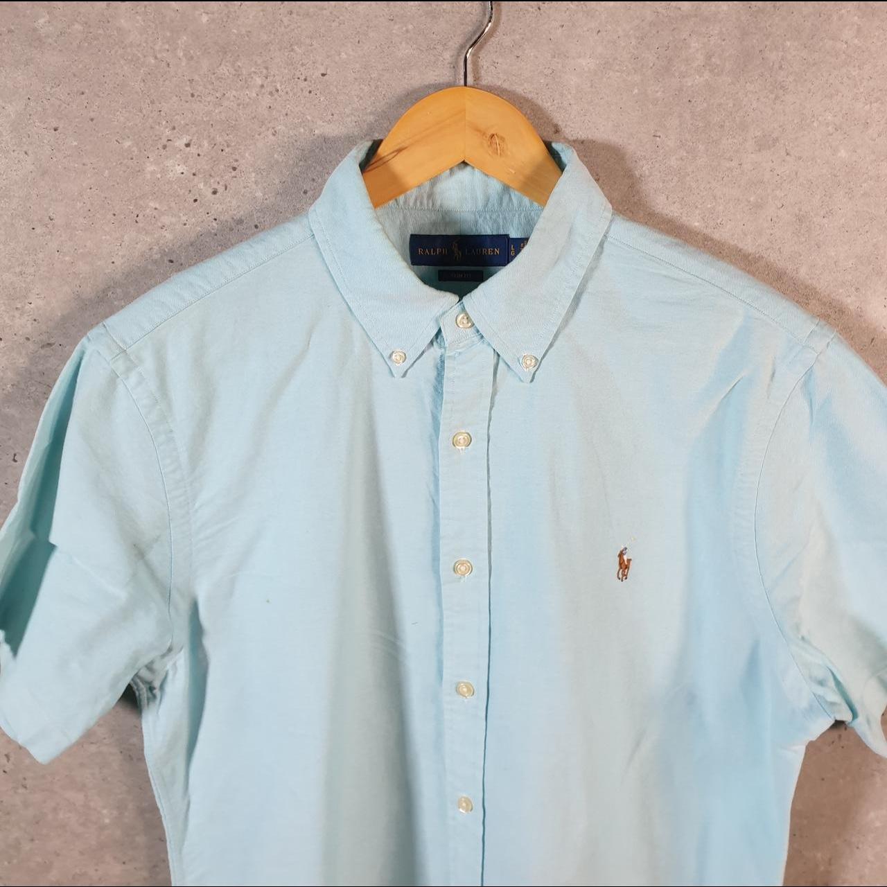 Vintage Ralph Lauren Button Down Shirt Men’s Large Blue Slim Fit Pony Casual C8081