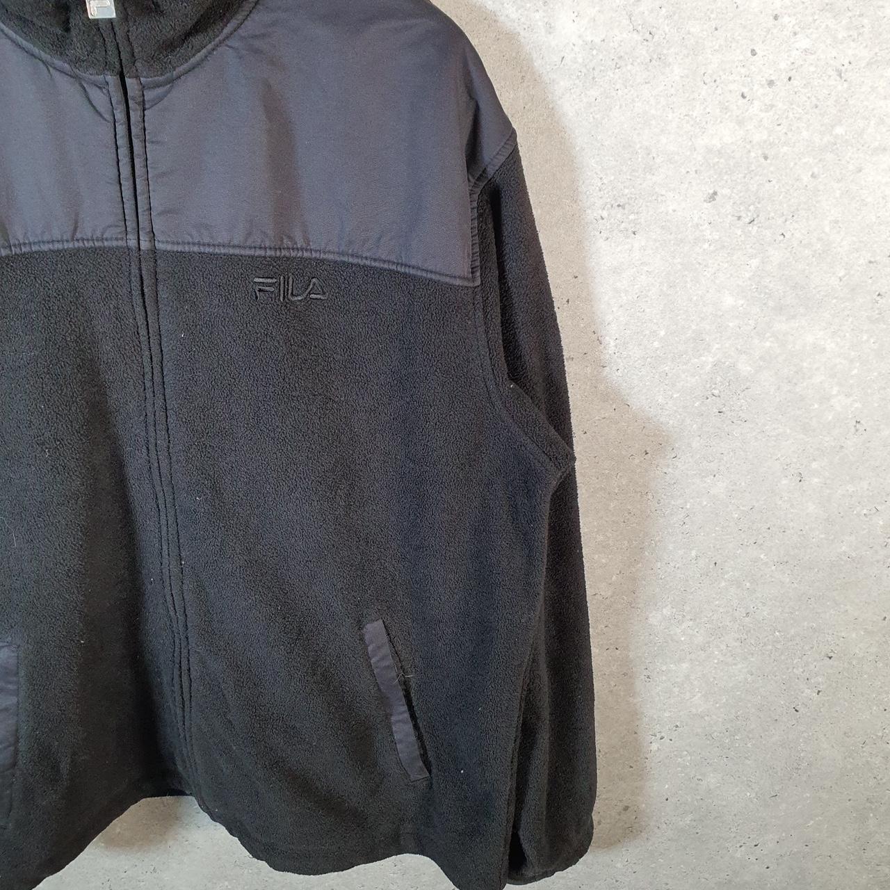 Vintage Fila Full Zip Fleece Sweatshirt Mens Large Black Embroidered Logo