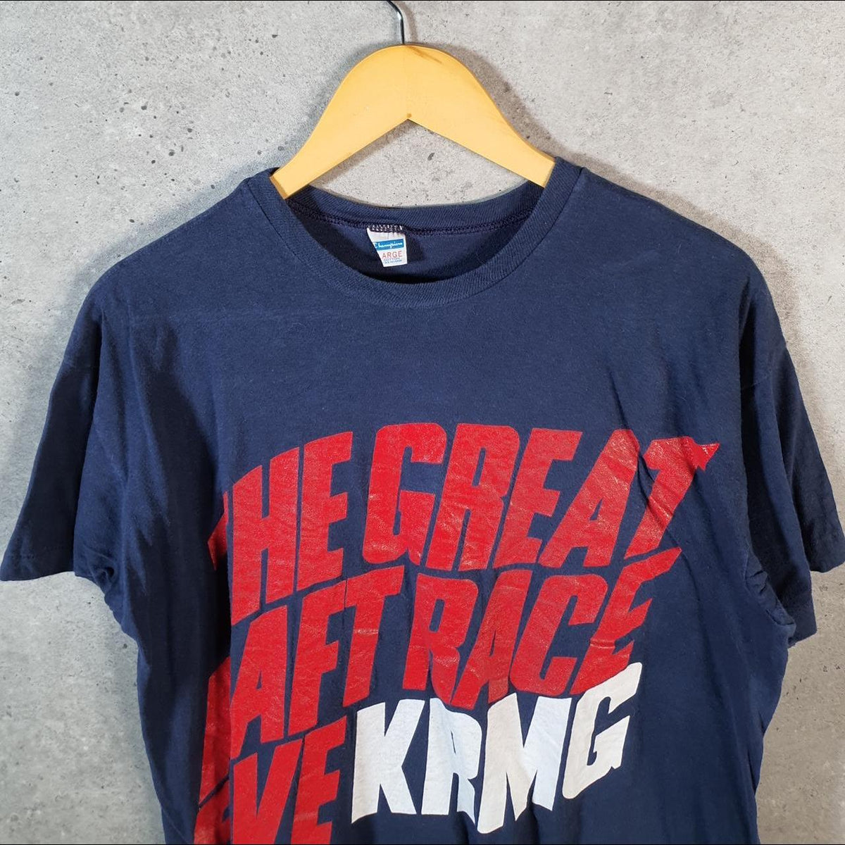 Vintage Champion Great Raft Race KRMG 90s USA Single Stitch T Shirt Men’s Small Blue