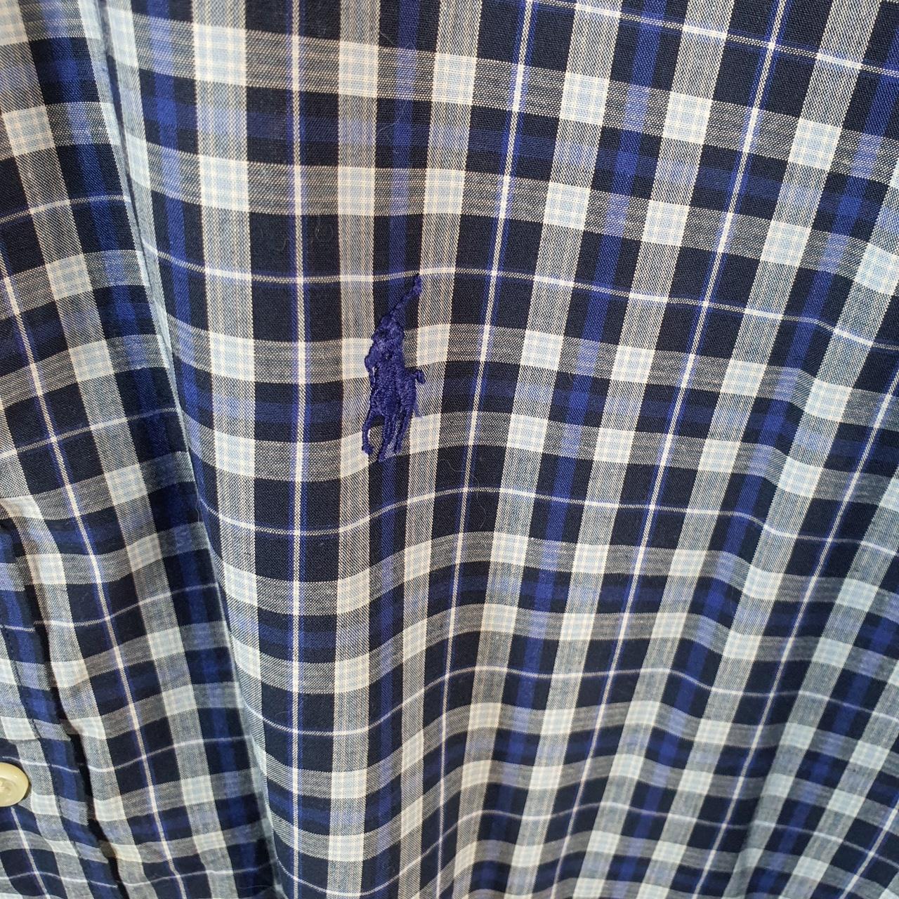 Vintage Ralph Lauren Button Down Shirt Men’s Large Blue Checkered Blake Fit Cotton Pony