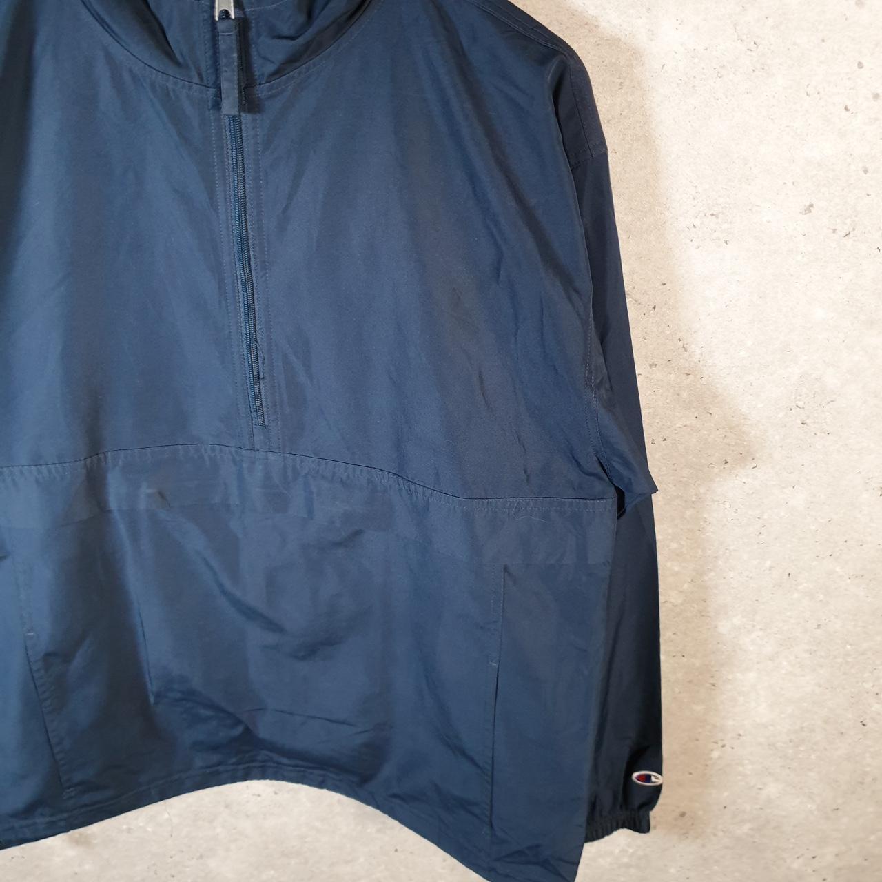Vintage Champion Windbreaker Mens Medium Navy Blue 1/4 Zip