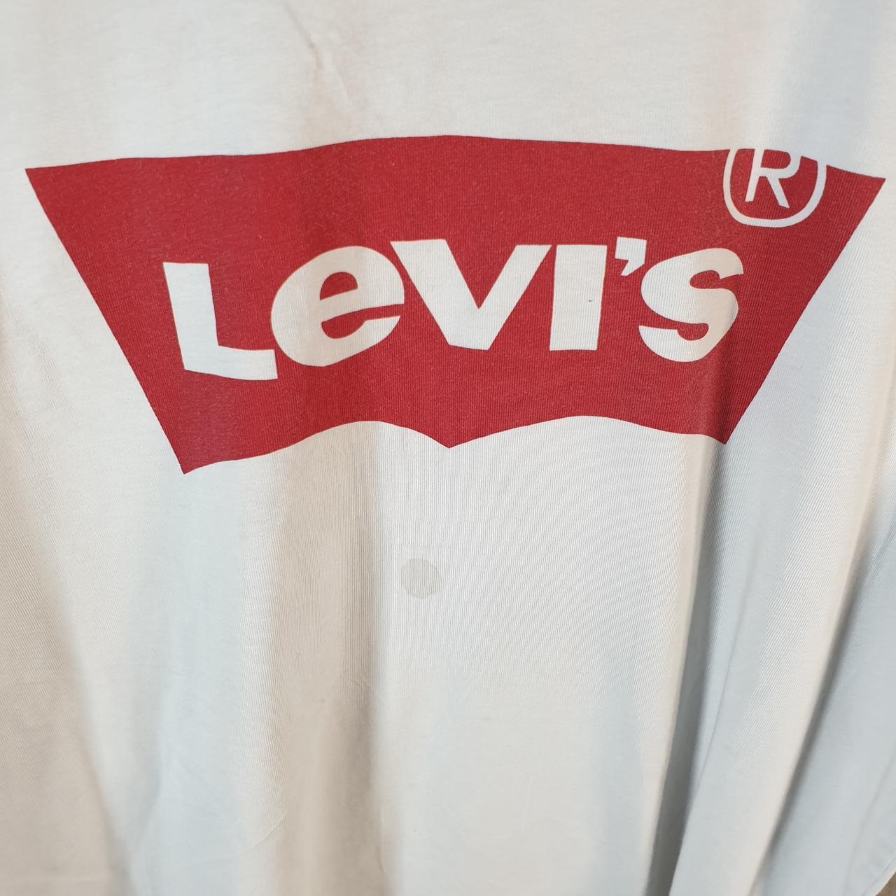 Vintage Levis Spellout T Shirt Shirt Mens Medium White Logo Athletic Slim Fit