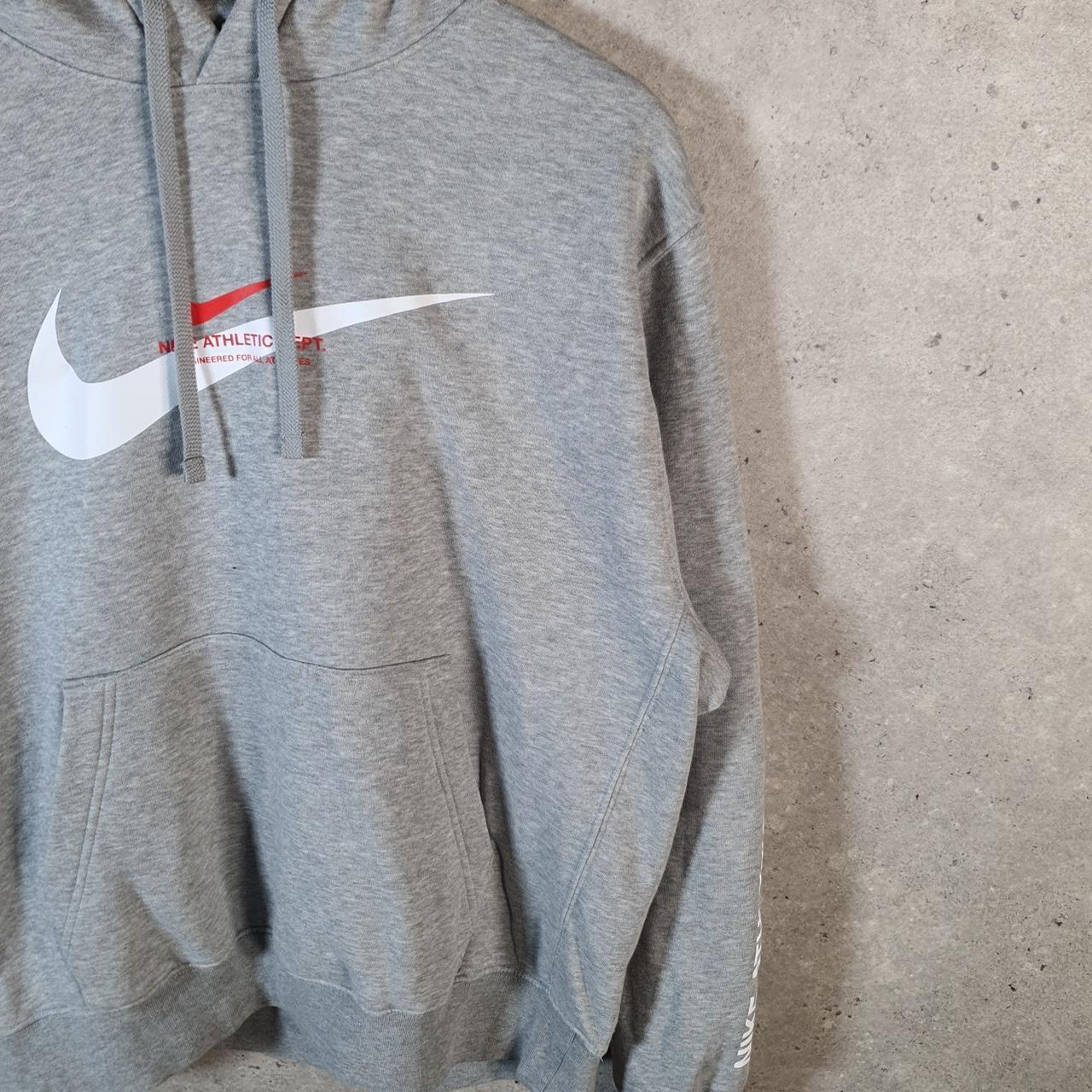 Vintage Nike Athletic Department Hoodie Men’s Medium Grey Swoosh Y2K Pullover Logo