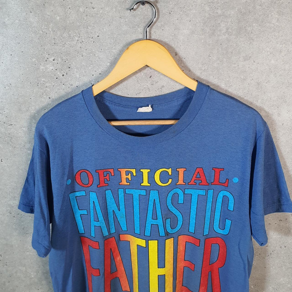 Vintage Fantastic Father 90s USA Single Stitch T Shirt Men’s Small Blue C9489