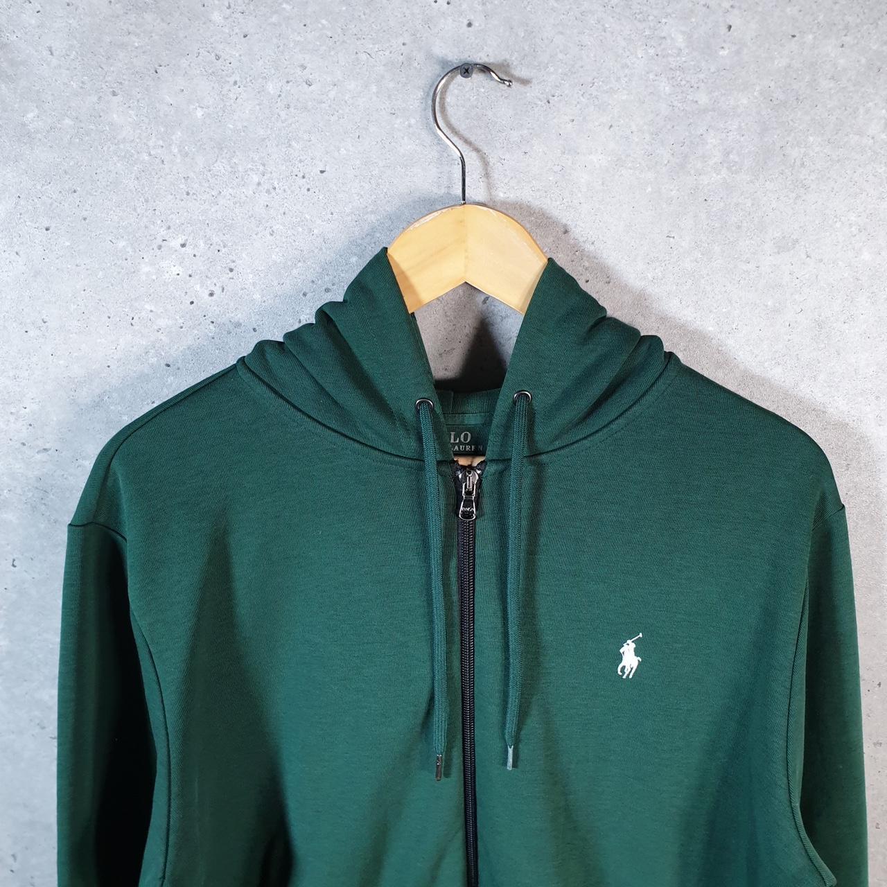 Vintage Ralph Lauren Polo Performance Hoodie Men’s Medium Green Cotton Full Zip Pony Big Fish Vintage