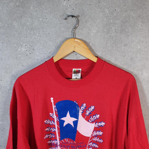 Vintage Best Fruit of the Loom Texas Retreat USA Single Stitch T Shirt Men’s XL Red Big Fish Vintage