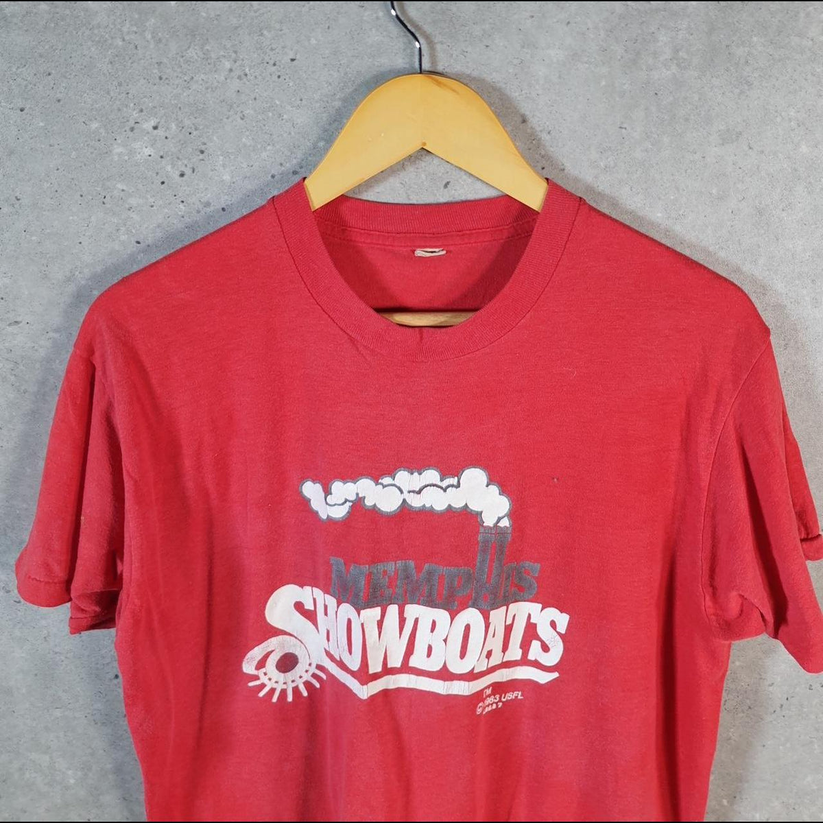 Vintage Screen Stars Memphis Showboats 1983 USA Single Stitch T Shirt Men’s XL Red C8806