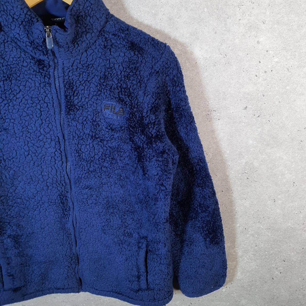 Vintage Fila Full Zip Fleece Sweatshirt Womens Large Blue Teddy Logo