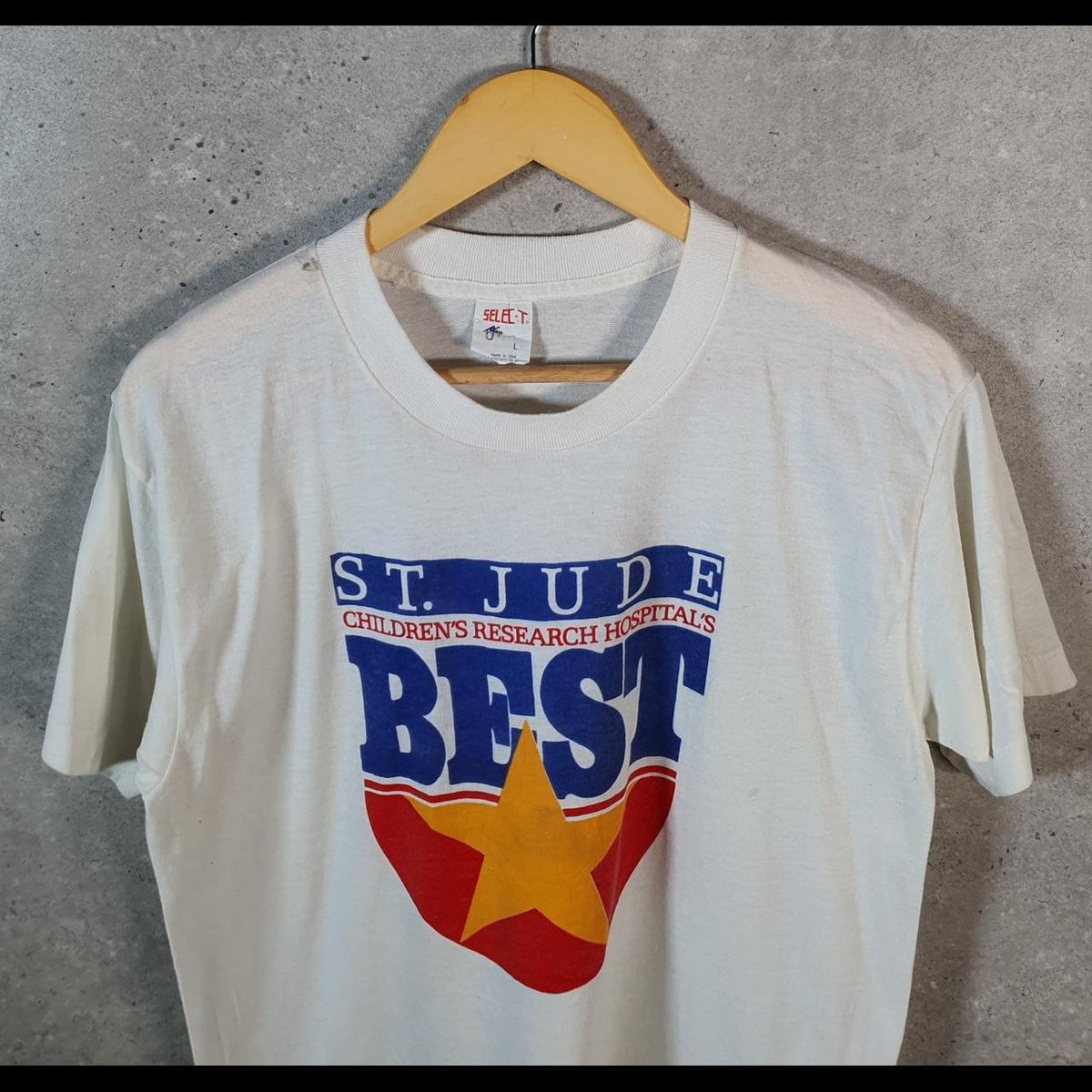 Vintage TeeJays St Jude Hospital 90s USA Single Stitch T Shirt Men’s Large White C9648