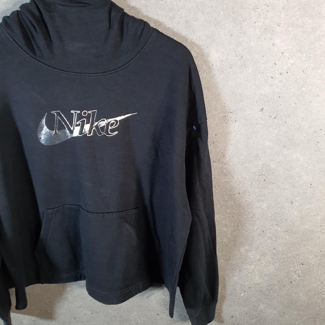 Vintage Nike Club  Hoodie Womens Large Black Swoosh Y2K Pullover